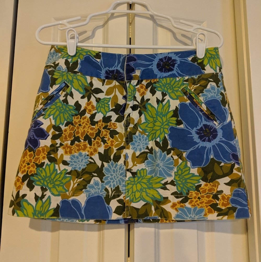 American Eagle Denim Floral Skirt